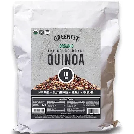 Royal Organic Tri Color Quinoa | OA Quinoa Now Greenfit | Non-GMO, Gluten-Free, Vegan, and Organic | Complete Protein, High Fiber, Low-Calorie Tri-Color Quinoa | (10 Pound - Pack of 1)