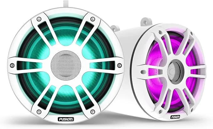 Garmin Fusion® Signature Series 3i Marine Wake Tower Speakers, 6.5" 230-watt CRGBW Sports White Marine Wake Tower Speakers (Pair)