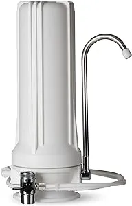 iSpring CT10-W Countertop Water Filter, Multi-Layer Drinking Water Filter System with Versatile Faucet Adapter, Reduces Heavy Metals, Bad Odor and Chlorine, White