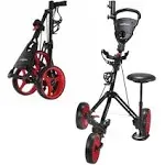 Golf X-TREME 3 Wheel Push/Pull Golf Cart with Seat Black/Red