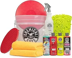 Chemical Guys HOL132 Clean & Shine Car Wash Bucket Starter Kit - Safe for Cars, Trucks, Motorcycles, SUVs, Jeeps, RVs & More (11 Items, Including 4 16oz. Car Detailing Chemicals)