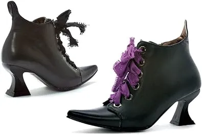 2.5 Inch Witch Shoe With Interchangeable Ribbons Children's. (Black PU;Medium)