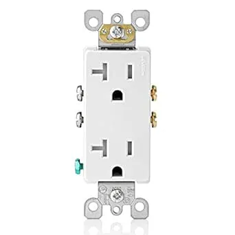 Leviton T5825-I 20 Amp, Tamper-Resistant, Decora Duplex Receptacle, Residential Grade, Ivory (Pack of 2)