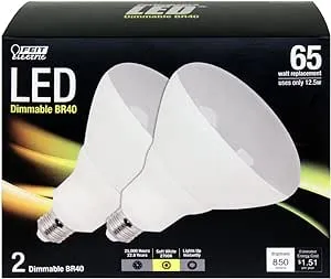 NOS! (2) FEIT ELECTRIC DIMMABLE LED FLOOD BULBS, 75W, BR40, BR40DM75/LED/2