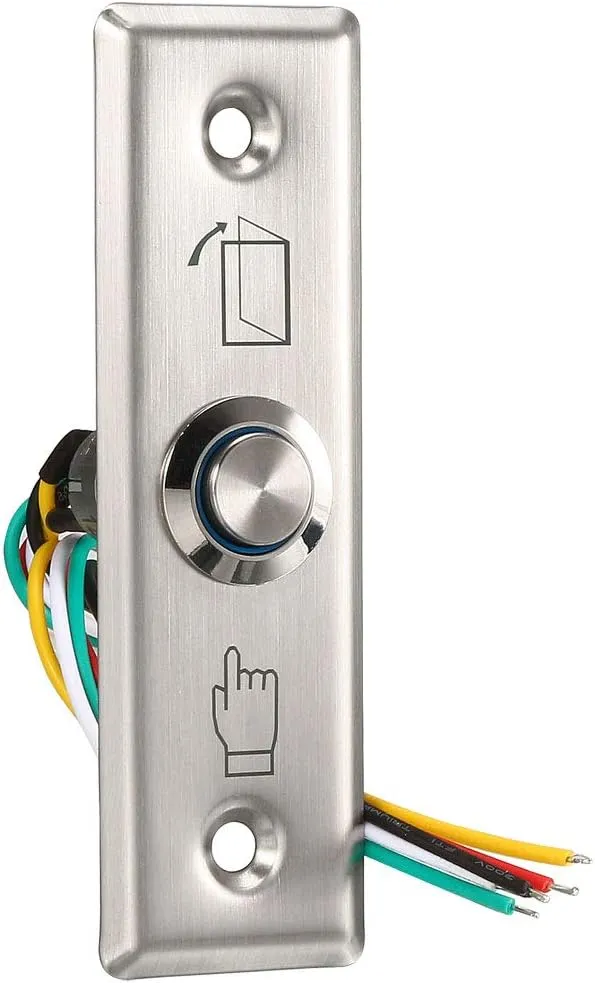 uxcell Door Release Button Push to Exit Resettable NO/NC/COM Switch Panel with LED Indicator for Access Control 91mmx28mm 12V Stainless Steel