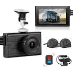 VSYSTO 3CH Truck Dash Cam, WiFi 3" LCD Screen HD 1080P Front & 720P Sides Backup Camera, Waterproof Infrared Night Vision Lens DVR for Semi Trailer Van Tractor Car Vehicle RV, G-Sensor Loop Recording