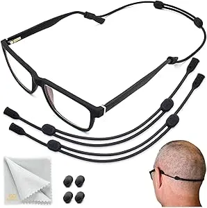 SIGONNA Glasses Strap Holder - No-Tail Eyeglass Strap Cord String - Adjustable Eye Glasses Holders Around Neck Head - Eyeglasses Strap Lanyard - Sunglasses Glasses Strap for Men Women - 2 Pcs