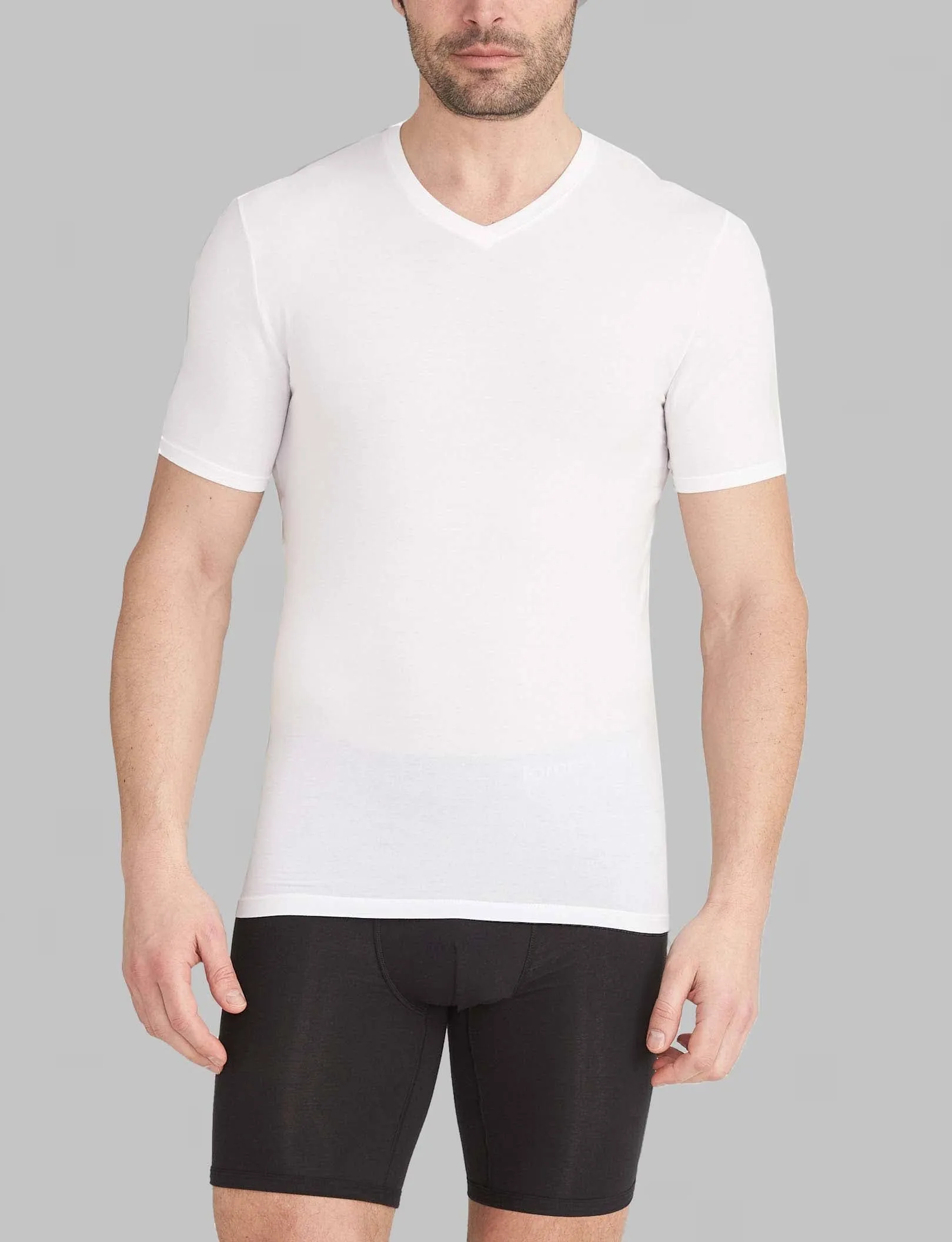 Tommy John Second Skin High V-Neck Stay-Tucked Undershirt - White