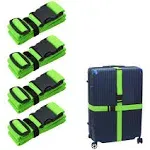 Luggage-Straps Suitcases-Belt TSA Approved - Adjustable 86 inch with Quick-Release Buckle and Organized Belt Travel Accessories (Green 4 Pack)