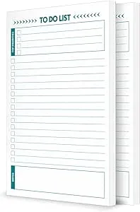 To Do List Notepad – 2 Pads of 50 Sheets, Total of 100 sheets (5.5&#034; x 8.5&#034;)...