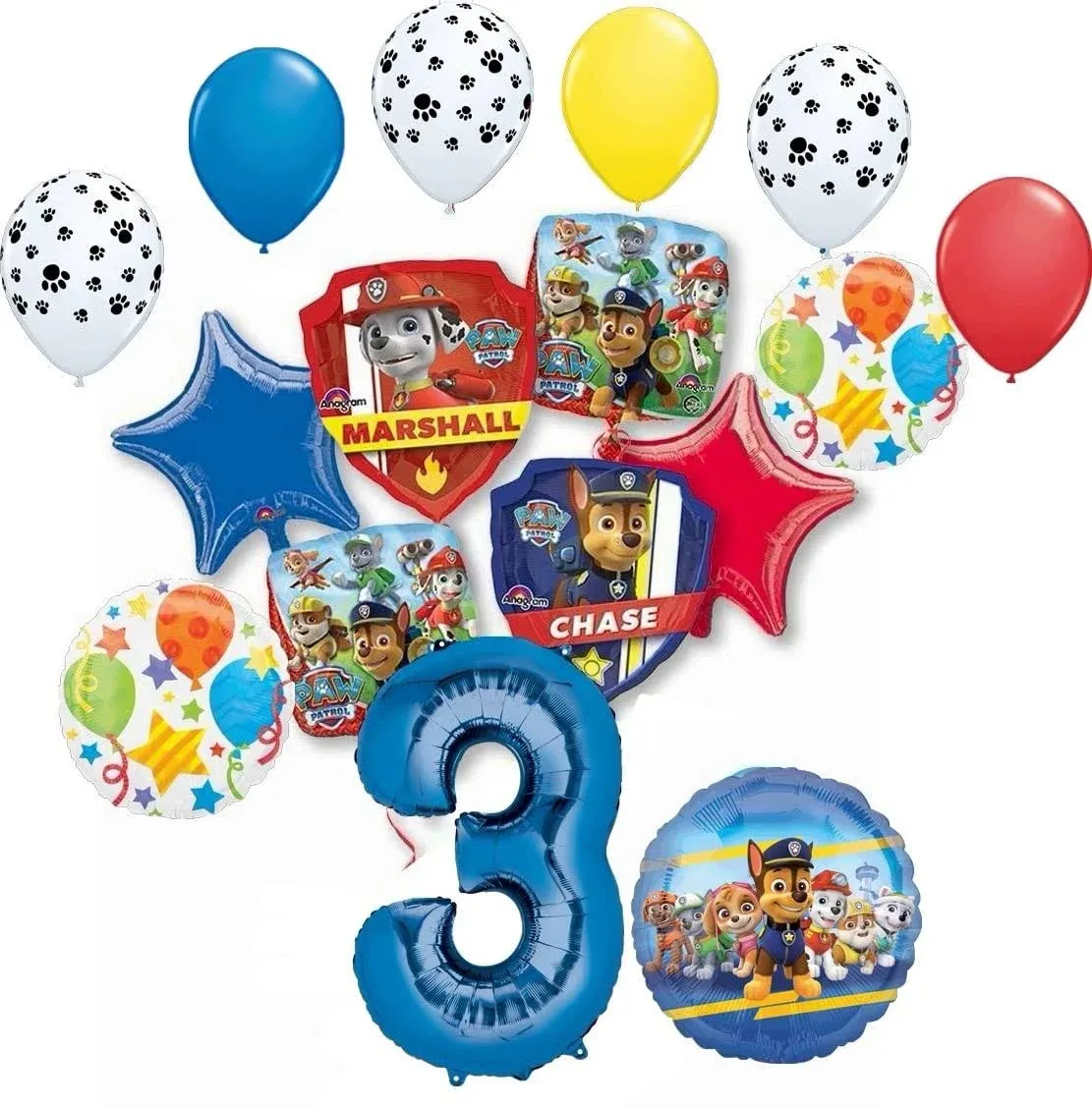 Paw Patrol Chase &amp; Marshall 11pc Birthday Party Balloon Bouquet