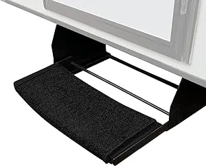 Prest-O-Fit Wraparound Radius Step Rug, Black, 22"