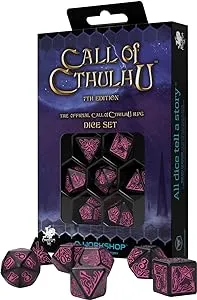 Q-Workshop Call of Cthulhu 7E: Black & Magenta Dice Set (QWOCTR3P)