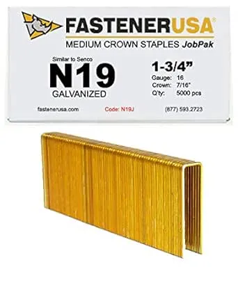 1-3/4" LEG x 7/16" CROWN 16GA GALV N19 STAPLES 5,000ct | N19J