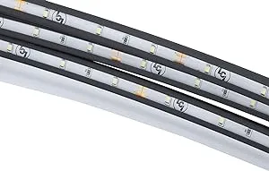 Solera RV Awning Fabric White LED Light Kit with Switch and Plate for 10’-15’ Awnings, Cut-to-fit, Flexible Black Plastic Strip with Lights, Integrated Cord, Visible Extended or Retracted - 674282