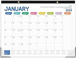 2024 Desk Calendar - 2024 Large Desk Calendar, Desk Calendar 2024, JAN 2024 - DEC 2024, 22" x 17", 2-in-1, Thick Paper + Corner Protectors + Large Ruled Blocks - Multicolored