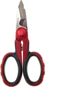 5.5" Multipurpose Electrician Scissors, Premium High Carbon Stainless Steel Utility Shears – Cut Cables, Strip Insulation, Cut Copper Sheets, Crimp Terminals, and Clean Electrical Boxes.