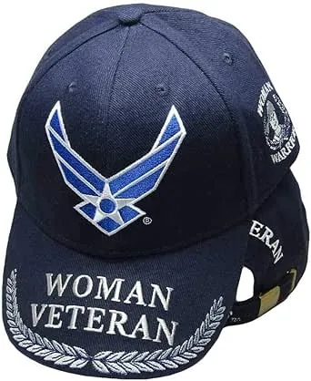 US Air Force Wings Veteran Woman Warrior Navy Blue Blue Embroidered Hat Cap