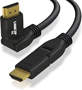 LinkUp - Ultra High-Speed HDMI 2.1 8K Cable 360° Swivel Angle Connector | DSC HDR UHD Digital Video Cord – Tough 28AWG 48Gb/s | 10K 8K 5K 4K 2K 1080