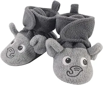 Hudson Baby Baby and Toddler Cozy Fleece Booties  Heather Gray Elephant  0-6 Months