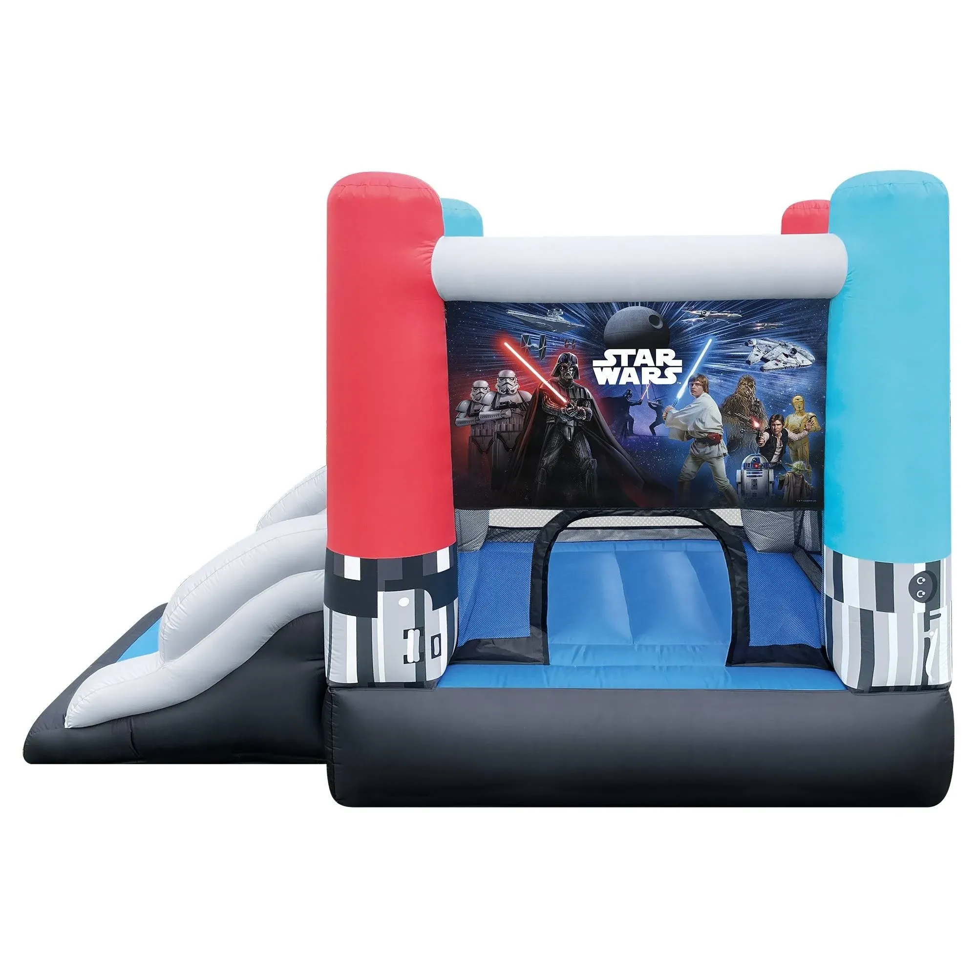 Star Wars Bounce House with Slide, Indoor Outdoor Darth Vader Inflatable Luke Skywalker Lightsaber Fun Bouncy Castle for Kids Ages 3-8 Years Old