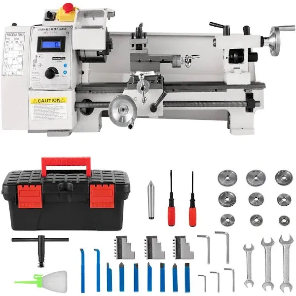 VEVOR Mini Metal Lathe 8"x14" Metalworking Machine Variable Speed 2250 RPM 600W 110V XXZNJ002