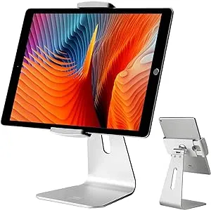 Viozon iPad Pro Stand, Tablet Stands 360° Rotatable Aluminum Alloy Desktop Mount Stand Compatible with 7-13inch iPad Pro iPadAir iPad Mini Surface and Surface Pro (Silver General)