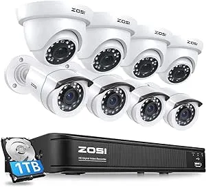 ZOSI 1TB 8CH 1080P DVR 1500TVL Outdoor IR LEDs Dome CCTV Security Camera System