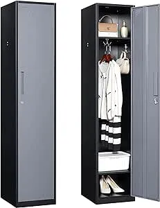 Metal Locker with 5 Door Employees Locker 5-Tier Storage Cabinet Locker for School Gym Office Hospital Steel Storage Locker (Gray)