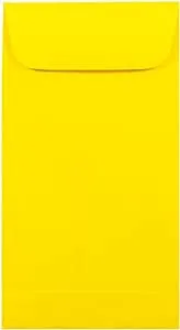 JAM PAPER #7 Coin Business Colored Envelopes - 3 1/2 x 6 1/2 - Yellow Recycled - 50/Pack