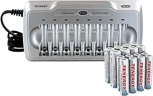 Tenergy TN145 8-Bay AA/AAA NiMH/NiCd Charger + 8xAA & 8xAAA Premium Batteries Combo