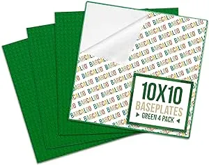 Peel-and-Stick Baseplates - 10 Inch x 10 Inch Baseplate - Green 4 Pack