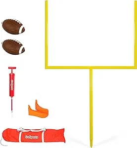 GoSports Football Field Goal Post Set with 2 Footballs and Kicking Tee Life Sized ...