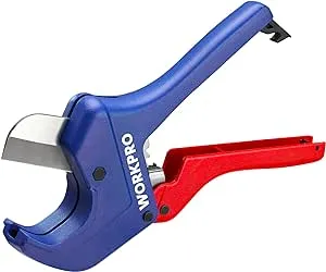 WORKPRO Ratchet PVC Pipe Cutter Tool, Up to 2-1/2", PEX Cutting Tool for Cutting PEX, PVC, PPR, and Plastic Hoses with Sharp 5Cr15MoV Stainless