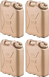 Scepter BPA Durable 5 Gallon 20 Liter Portable Military Water Storage Container for Camping, Outdoors and Emergency Management, Sand, 4 Pack