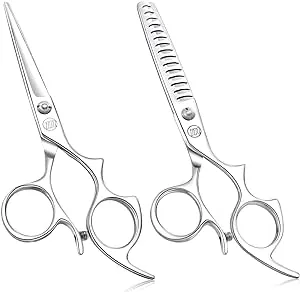 Moontay 6.0" Hair Cutting Shears Set with Large Finger Holes, Professional Barber Stylist Texturizing Shears, Salon Hair