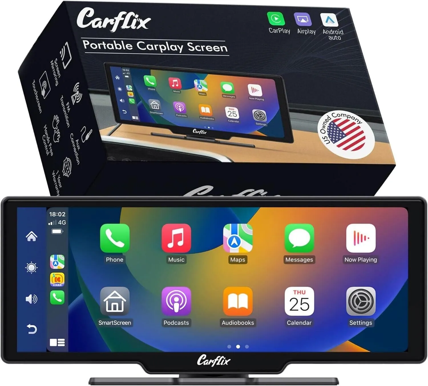 Portable Wireless CarPlay Screen for Car - 10.26 Inch Car Play Screen & Stereo Compatible with Android Auto and Apple CarPlay - Multimedia Player, Bluetooth,Navigation Screen for All Vehicles