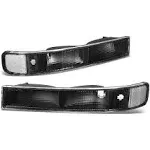 DNA MOTORING BL-CEGS03-BK-CL1 Pair of OE Style Front Bumper Parking/Turn Signal Lights Compatible with 03-14 Express Savana 1500/03-23 Express Savana 2500 3500, Black/Clear