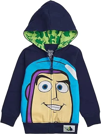 Disney Toy Story Big Face Zip Up Character Hoodies - Buzz Lightyear, Sheriff Woody - Boys, Girls, Unisex Sizing