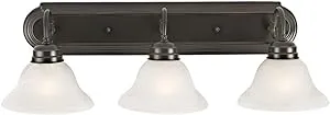 Design House 517615 Millbridge Vanity Light Dimmable with Frosted Glass for Above Bathroom Mirror, 3, Oil Rubbed Bronze