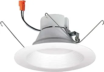 Nora Lighting 5 Inch Or 6 Inch Baffle LED Retrofit Fixture, 120 Volt, Round, 12.5-Watt,90 CRI, 5000K,750 Lumens, White Onyx.