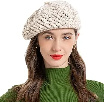 ZLYC Women Wool French Beret Hat for Women Winter Knitted Berets Artist Cap