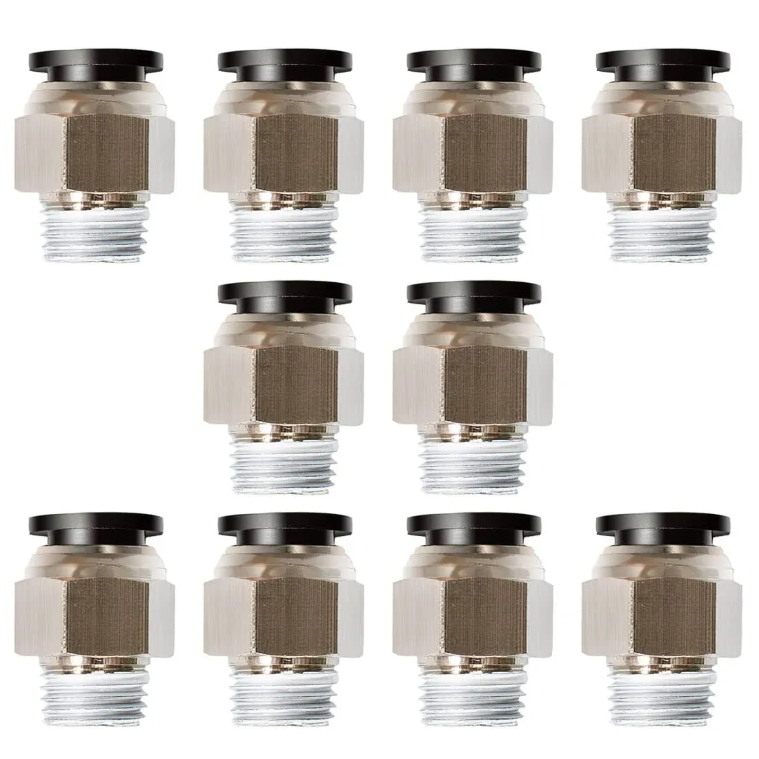 Beduan Push to Connect Fitting, 14 Tube OD x 14 NPT Thread male Straight Pneumatic Air Fitting (Pack of 10)