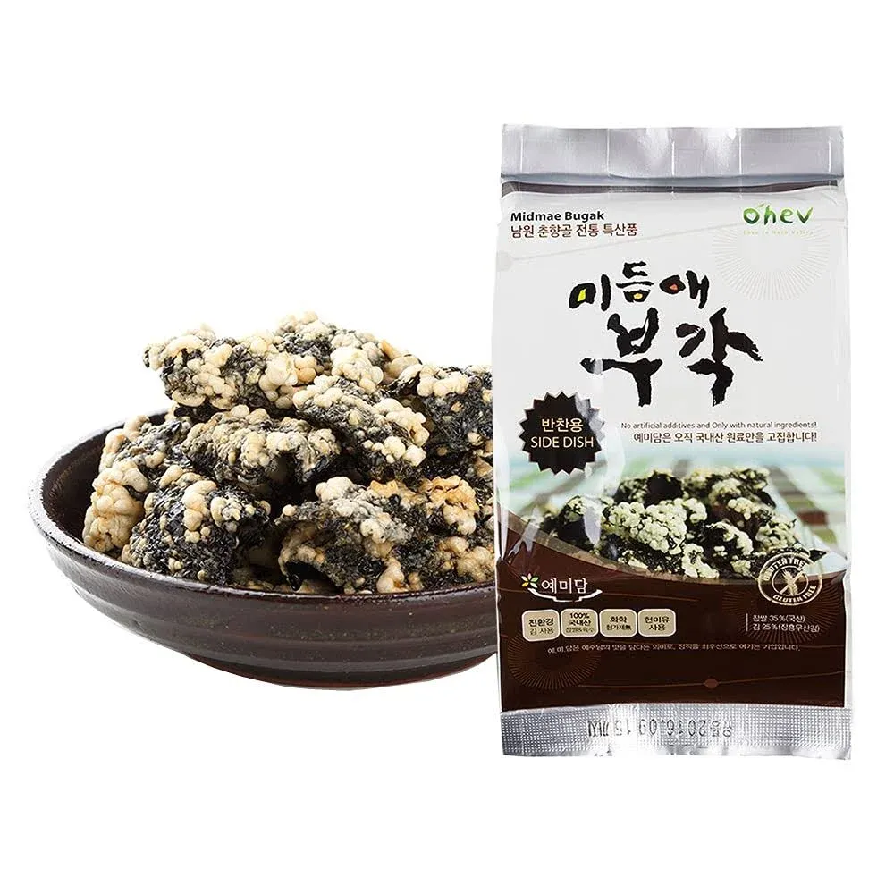 Seaweed Sweet Rice Crisps Crunch Bites Korean Snack for Side Dis