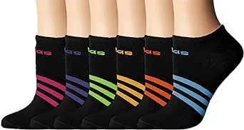 ADIDAS Women’s Superlite Sz 5-10 No-Show 6 Pairs Black Socks Colorful NWT $20