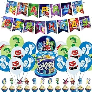 AUSDU 32 Pcs Inside Out Birthday Party Decorations,Party Supply Set for Kids with ...