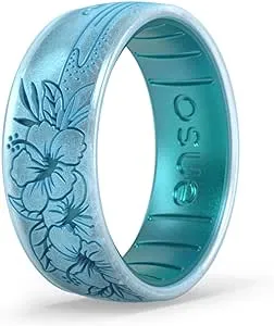 Enso Rings Etched Classic Silicone Rings - Comfortable and Flexible Design - 8mm Wide, 2.16 Thick