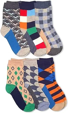 Jefferies Socks Boys' Little Fun Colorful Dress Crew Socks 6 Pair Pack