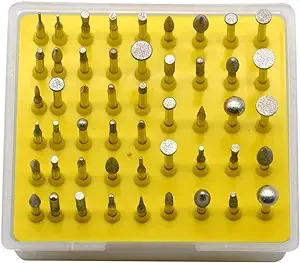 50-Piece 1/8-Inch Shank Diamond Coated Rotary Burrs Set Fits Dremel Rotary Tools,Diamond Burr Set for Jewelry,Glass,Stone,Ceramic,ect.(Small Head Style)