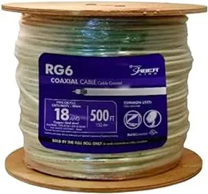 Southwire 56918345 500-Feet Dual Shields Type RG 6/U 18 AWG Coaxial Cable; White